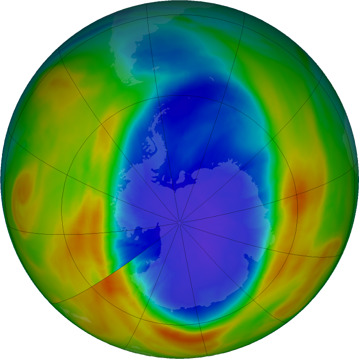 Antarctic ozone map for 17 September 2017